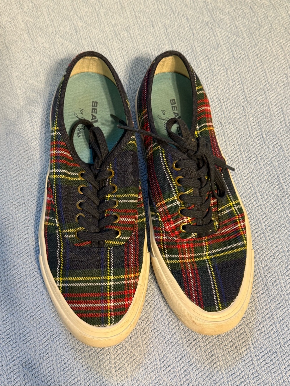 SeaVees  for J. Crew Legend Wool Sneakers - Black/Red/Green/Navy Tartan Plaid